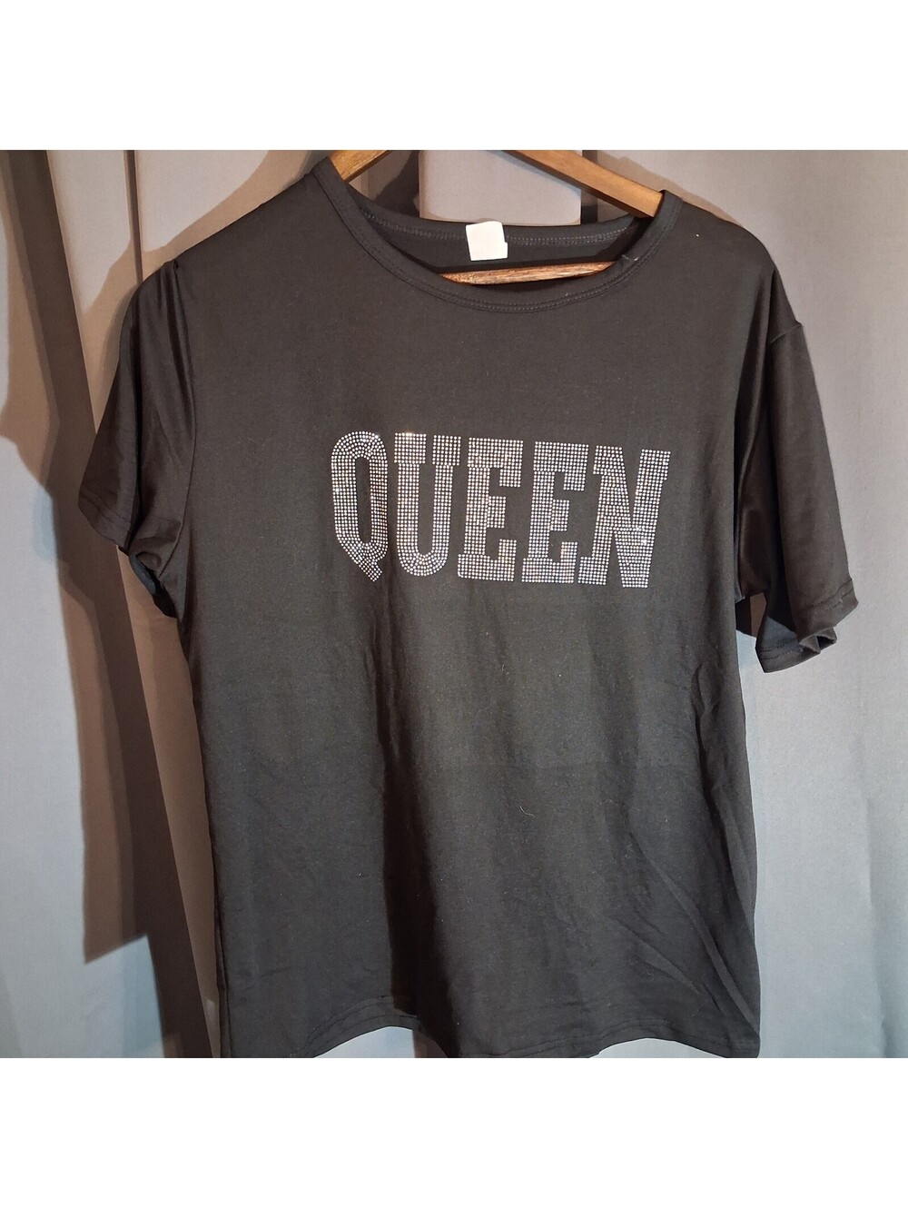 Black Queen Rhinestone T-Shirt Size Large